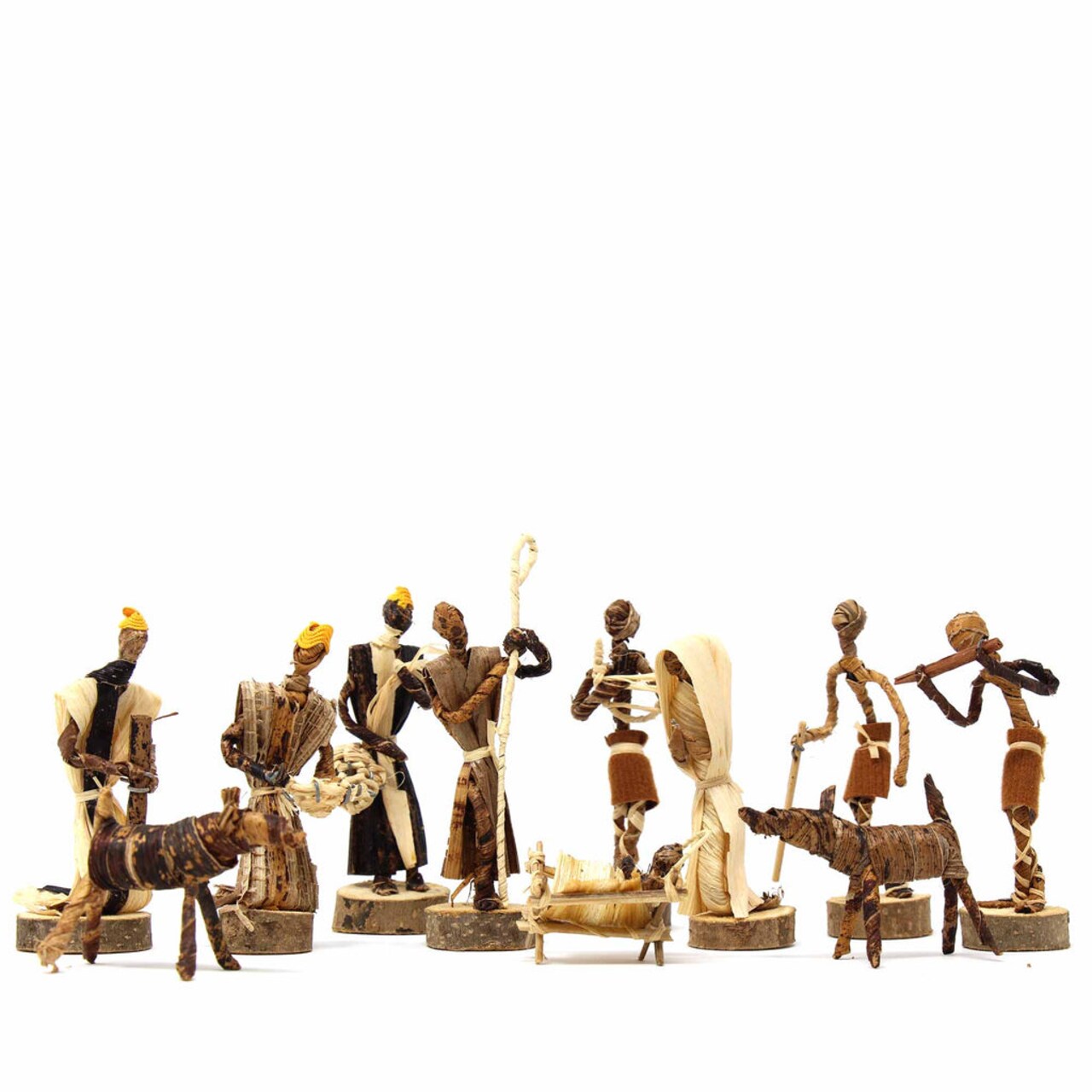 Multi-Color Banana Fiber Nativity Set 11 Pieces with Handmade Box